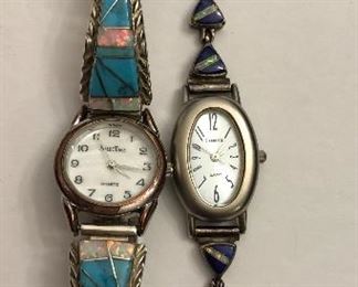 Native American turquoise and opal wrist watch band ~ and Lapis and Opal inlay watchband.