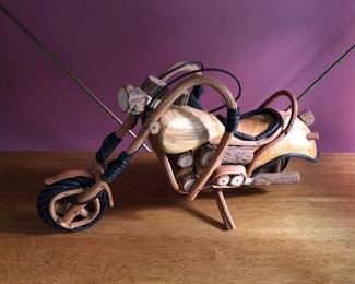 Very cool wooden motorcycle decor