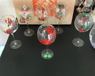 Hand painted Christmas glasses