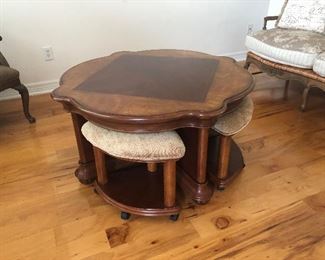 game table and 4 stools - THIS table -raises up !! so its a coffee and game table yup we went there :)))