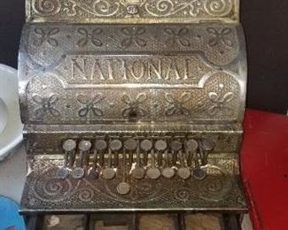antique national cash nickle plated cash register