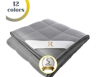 Royal Therapy Weighted Blanket 100% Calming Cotton Blanket with Glass Beads (60''x80'' 25lbs, French Grey)