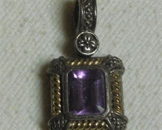 18 k and Sterling Amethyst Pendant