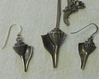 Sterling Shell Necklace and Earrings