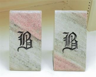 5. Pair Monogram Engraved Granite Bookends