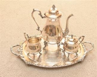 34. Vintage Sheridan Silver on Copper Tea Set