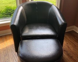 Leather Style Chair with Ottoman