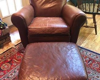 Room and Board Leather Chair and Ottoman