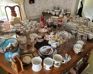 Many, many bits of fine glassware! Many items from Germany and England.