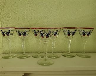 Vintage Libbey Pickwick Merrymakers Glasses