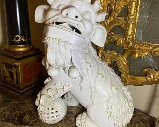 Pair of Blanc de Chine Chinese Foo Dogs. 