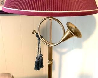 Brass horn floor lamp (2 available)