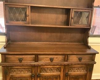 Antique hutch with lead glass windows