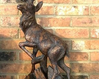 hand-carved wooden stag