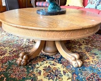 antique oak clawfoot pedestal coffee table
