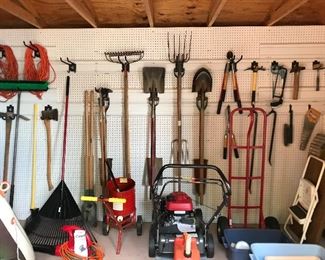 A shed full of yard tools