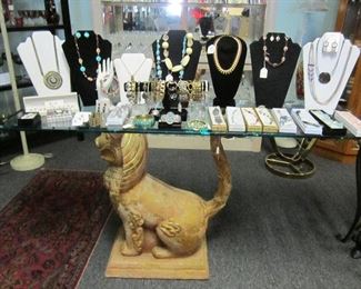Food Dog sofa/hall table - misc. costume jewelry