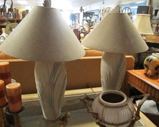 Pair of egret lamps