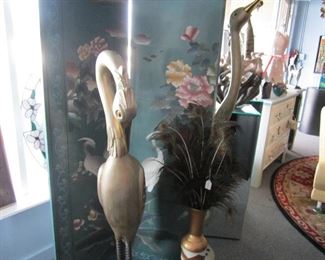 Pair of wooden cranes made in the Islands