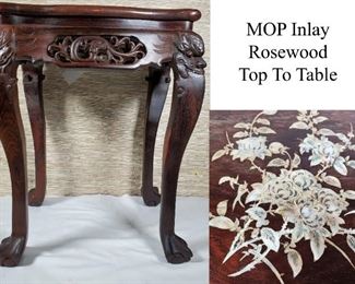 Furniture Asian Rosewood Table MOP Inlay