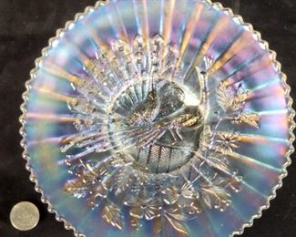 Glass Nothwood Carnival Peacocks Plate
