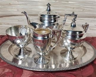 Silver Plate Hand Hammered Teaset