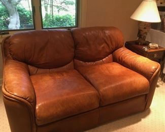 Leather love seat by Leathercraft, Inc., Conover, NC.