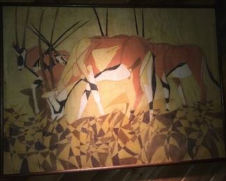 Joseph Ntensibe (b. 1954, Uganda), gazelles, acrylic