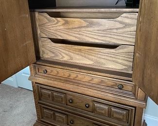 Bassett Armoire with doors open