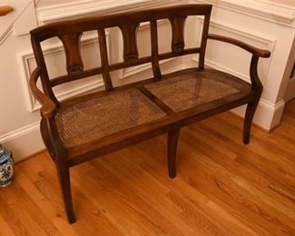 12. Wood Bench With inset Cane
