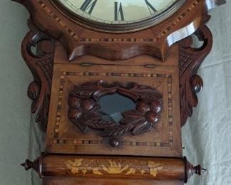 Antique Inlaid Ornate Wall Clock
