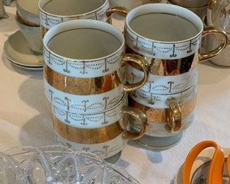 24K etched teacups