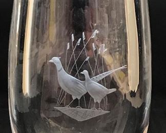 Orrefors Pheasant Vase