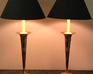 Pair of Brass Trumpet style lamps