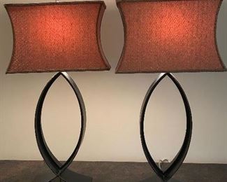 pair of metal abstract lamps