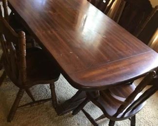 Wooden Dining Table with Six Chairs