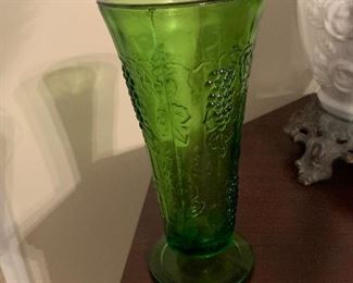 Green carnival glass