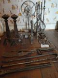 Daisy churn frame, andirons, tools, and more.