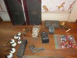 Match stick holders, porcelain rollers, marbles, Victorian cash books, and more