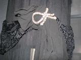 Black Sheer Dress - rhinestone bow detail.