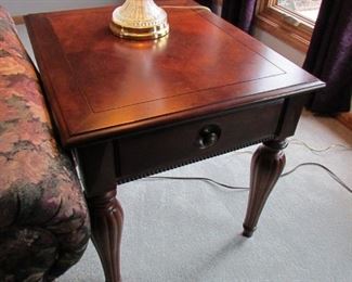 Rectangular end table with one drawer by "Stanley Furniture." 23" wide x 27" deep x 24" tall. PRICE: $125.00