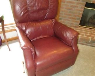 The OTHER La-Z-Boy leather recliner. Light wear from use and very comfortable. 31" w x 30" d x 41"h. PRICE: $125.00 