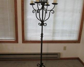 66" adjustable height heavy metal candle torchiere with planter. PRICE: $100.00