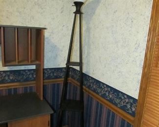 71"tall black floor lamp with plastic white shade. PRICE: $20.00