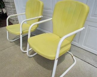 another image of pair of vintage patio chairs