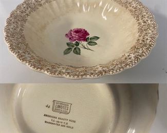 American Limoges USA American Beauty Rose Serving Bowl