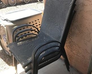 Metal and mesh chairs