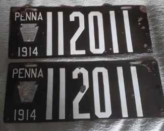 1914 PA license plates with tags