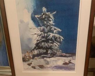 Watercolor. Snowy TRee.  You need to see it.  Real art people. $300