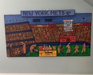 New York Mets hand painted sign.  By artist. HARRY VON GLAUBACH.    HIS stuff sells for over $1200 ON EBAY. ORIGINAL ART. $300
